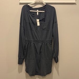 Elegant Charcoal Long Sleeve Dress